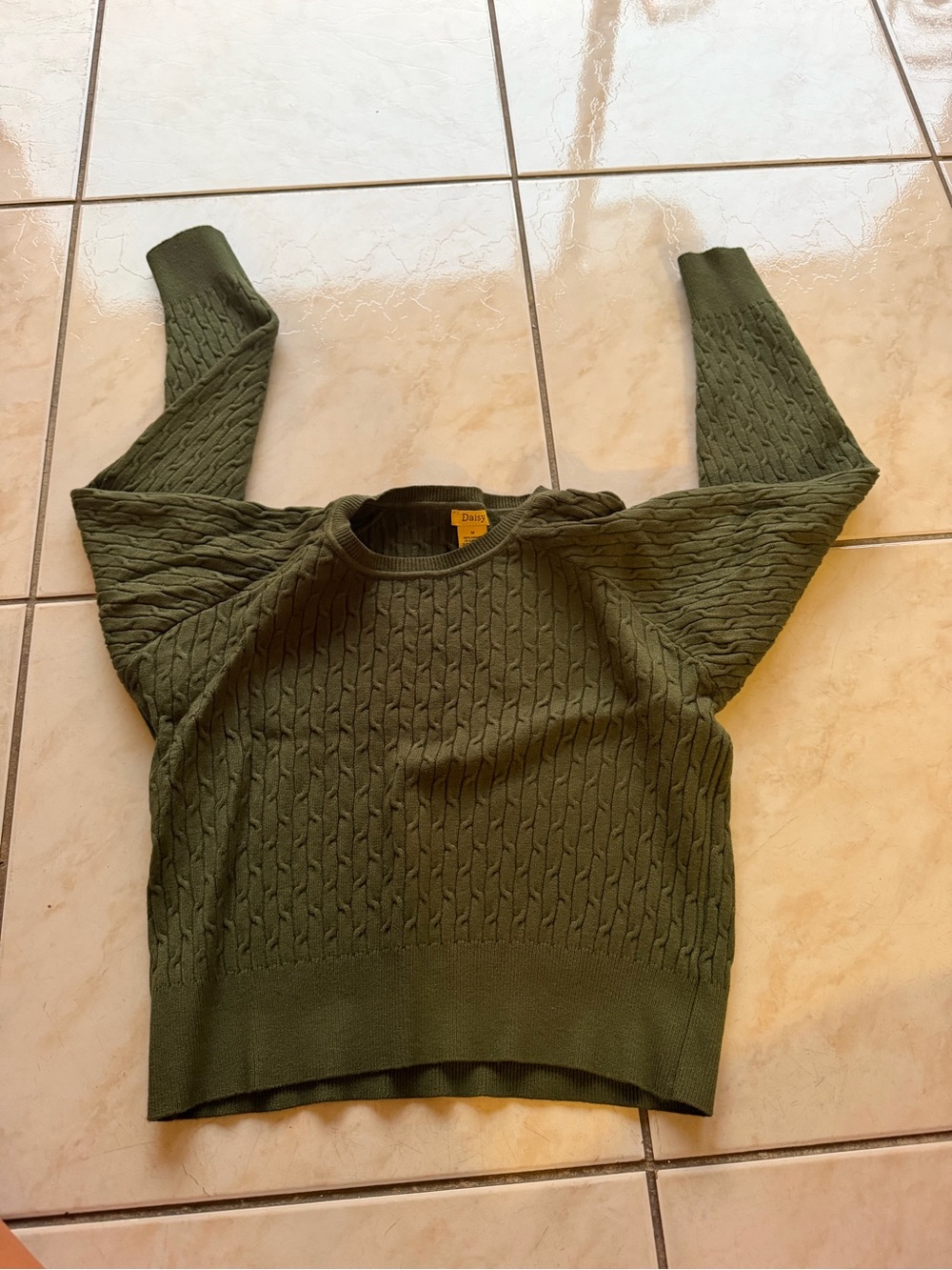 Olive Green Cable-Knit Women's Sweater set
